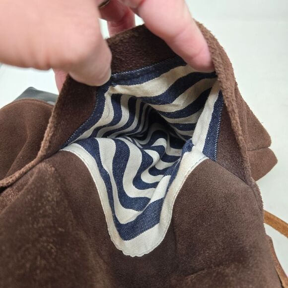 ALI GOLDEN Brown and Black Suede Tote Bag Reversible - Picture 11 of 16